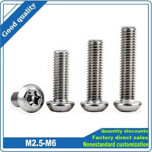 10/50pc 304 stainless steel Six Lobe Torx Button Pan Round Head with Pin Tamper Proof Anti Theft Security Screw M3 M4 M5 M6 Bolt