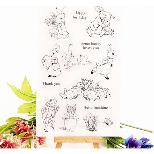 12.5x20.5cm rabbit party TPR Transparent Silicone Rubber Clear Stamps cartoon Scrapbooking/DIY Easter wedding album