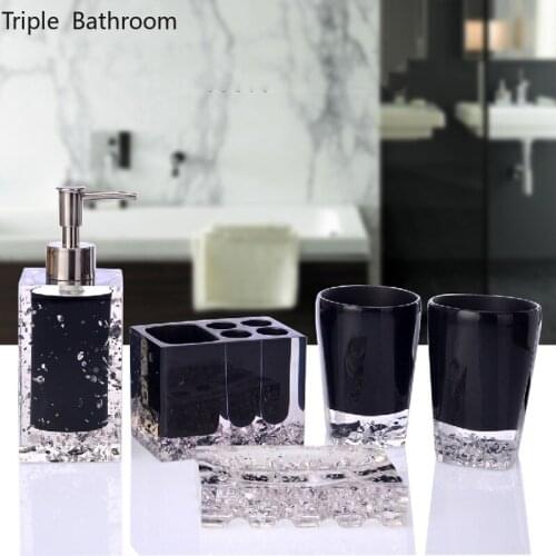 5 pcs/ set European Resin Bathroom Accessory Set Soap dispenser Mouthwash Cup Toothbrush Holder Household Washing Tools