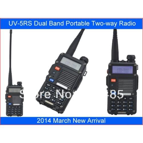 Baofeng UV-5RS 136-174MHz & UHF400-520MHz Dual Band 5W/1W 128CH FM 65-108MHz with Free Earphone Portable Two-way Radio