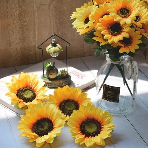 2 Pack 13CM Large Silk Sunflower Artificial Flower Head is DIY Wedding Decoration Home Wreath Hand-Made Scrapbook Accessories