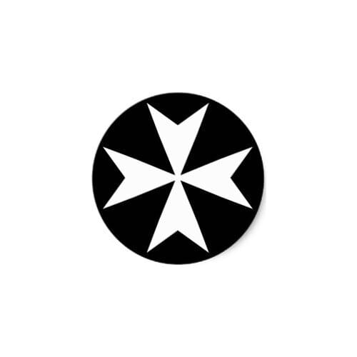 3.8cm White Maltese Cross Classic Round Sticker