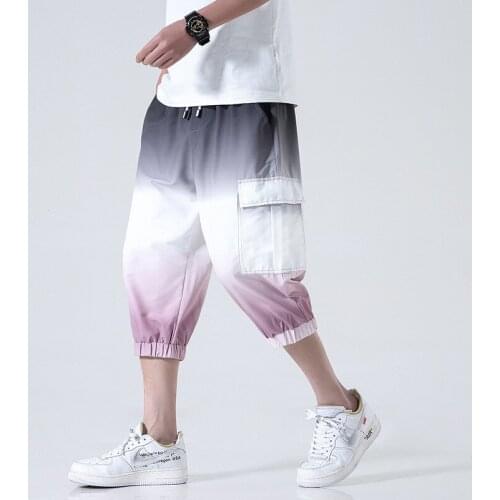 Ropa De Hombre 2021 Summer New Gradient Cropped Overalls Beach Pants Young Students Large Size Loose Sports Feet Trousers