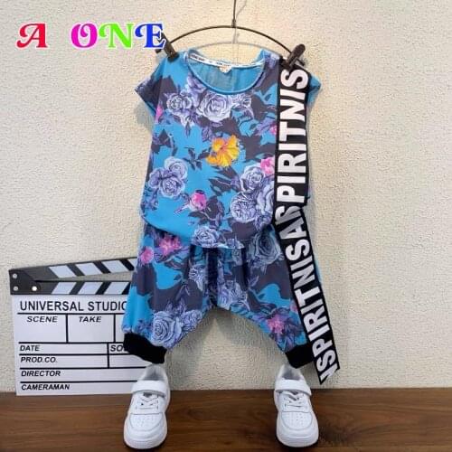 Summer Kids Clothes Boys Outfits Babay Set T-shirt + Shorts 2 Pcs Set Fashion Floral Print Boys Clothes 2T To 12 Yrs