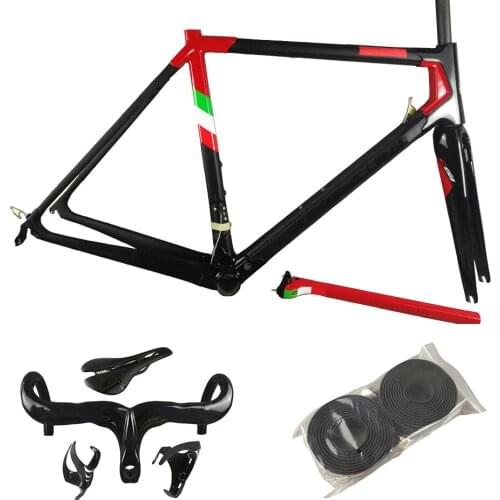 Red Glossy Carbon Fiber Road Bike Frames C64 Frame Bicycle Frameset Handleabr Saddle Bottle Cages Concept V3Rs