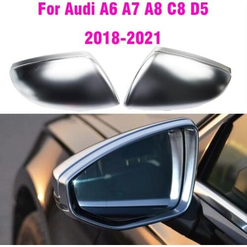 Replacement Side Door Rearview Mirror Guard Cover Trim Fit For Audi A6 A7 A8 C8 D5 2018 2019 2020 2021 ABS Matte Chrome