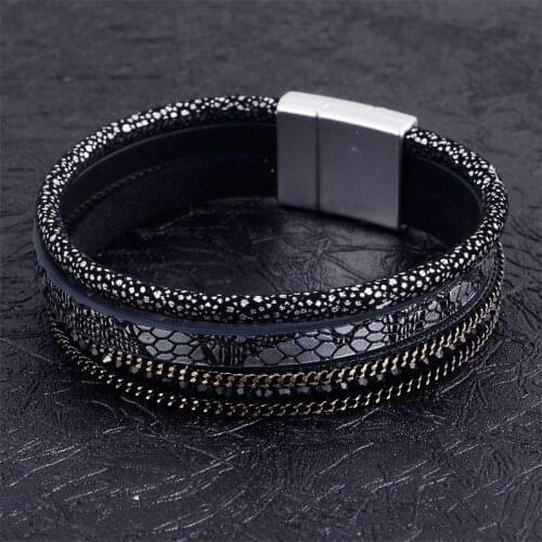 Miasol Crystal Suede Leather Chain Magnetic Clasp Bracelets For Girl Women Bracelets Jewelry Gifts