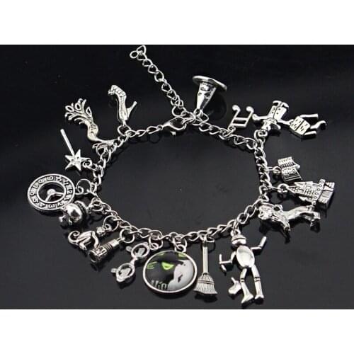 Fashion Wicked Charm Bracelet Wicked the Musical Bangle Jewelry Defy Gravity Elphaba Glinda Crystal Beads Bracelets