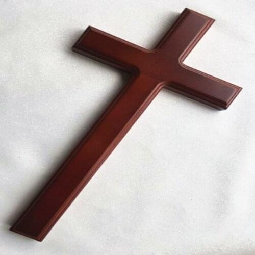 Red Sandalwood Floor Wood Color 32cm Pure Solid Wood Jesus Cross Wall Pendant Christian Gift