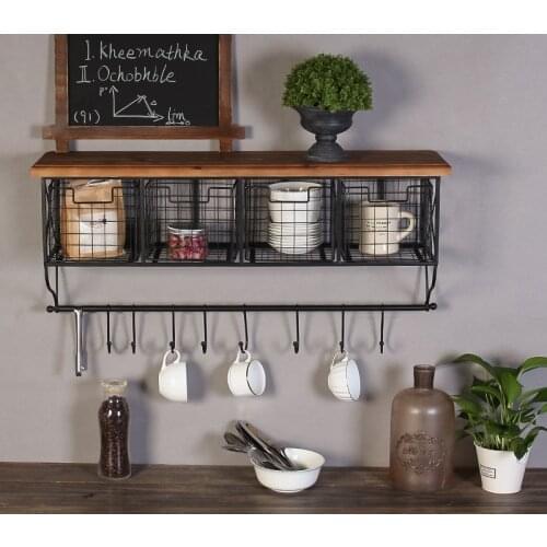 American retro industrial stle grid wall decoration rack hook cafe office home wall hanging