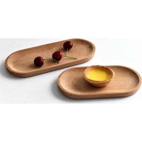 1PC Solid Mini Oval Wood Tray Without Paint Small Wooden Plate Childrens Wood Plate Tableware decorative tray