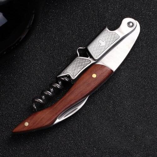 Wine Bottle Opener Wood Handle Corkscrew Open Easy Stainless Steel Knife Kitchen Multi-function Portable Screw Tool Accessories