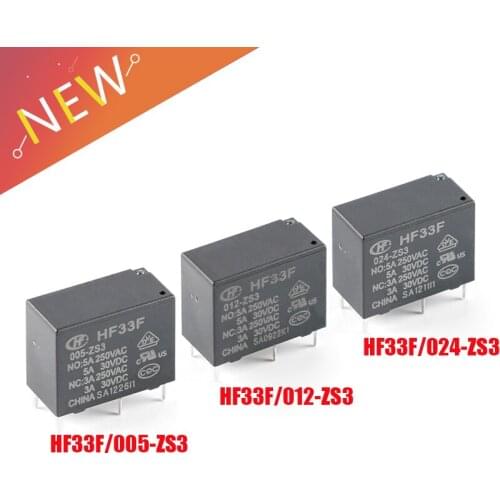 5pin JZC-33F HF33F-005-ZS3 HF33F-012-ZS3 HF33F-024-ZS3 5V 12V 24V 5A 250VAC Relay
