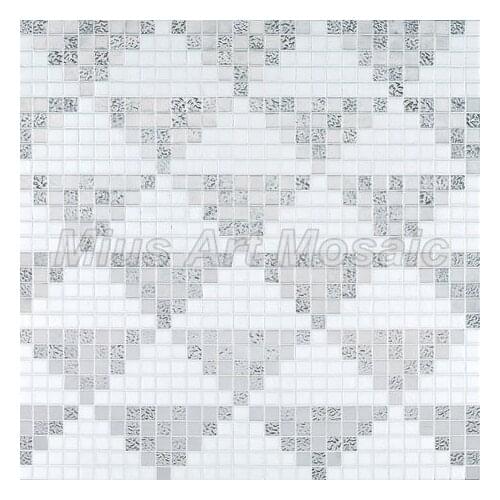 Silver & pure white color art Glass mosaictile pattern for kitchen backsplash KL113