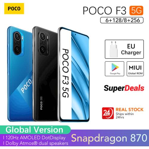 Global Version POCO F3 5G Smartphone 128GB/256GB Snapdragon 870 Octa Core 120Hz 6.67" AMOLED Display 33W Fast Charging