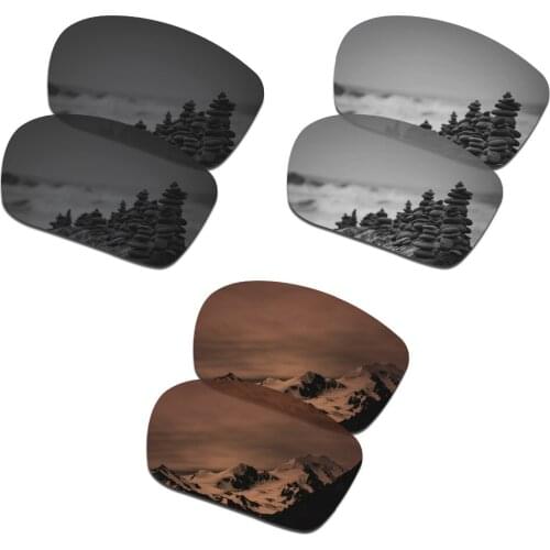 SmartVLT 3 Pairs Polarized Sunglasses Replacement Lenses for Oakley Triggerman Stealth Black & Silver Titanium & Amber Brown