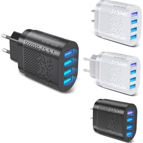 Quick USB Phone Charger Universal 4 Port Travel Fast Charging Portable Power Bank Adapter For Samsung