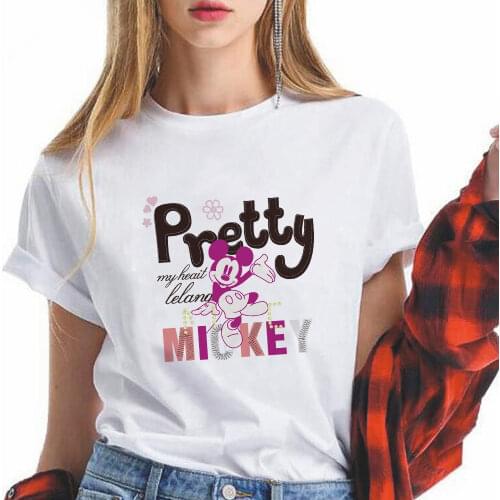 Little Bobdog Baken Disney T-Shirts Women T Shirts Mickey Mouse Soft Girl Top Usa Home Urbane Summer Top Short Sleeve 90s Casual
