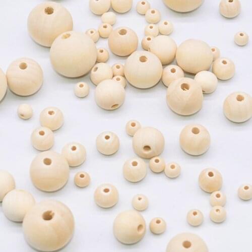 10-200Pcs 8/12/16/20/25mm Natural Round Wooden Beads DIY Jewelry Making Bracelets Wood Loose Ball Spacer Beads Accessories