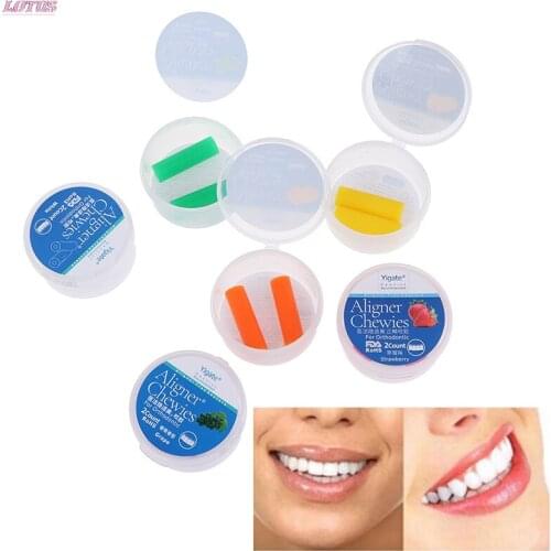 6 Flavors Aligner chewies with Potable Box Dental Aligner Seater Orthodontic Chew for Invisalign Aligners Clear or Metal Braces