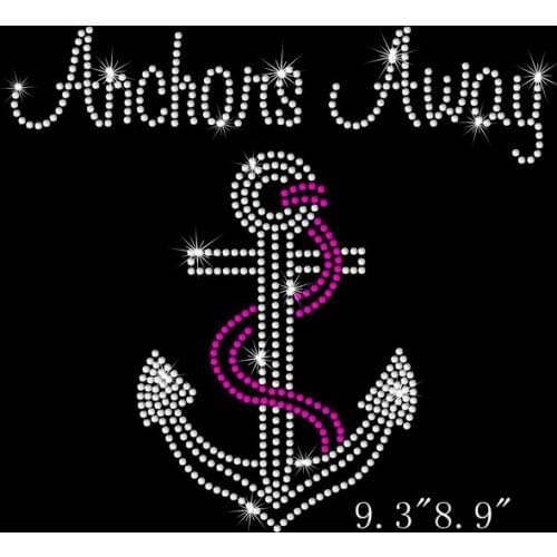 Free Shipping Custom Anchor HotFix Rhinestone Bling Iron on Heat Transfer