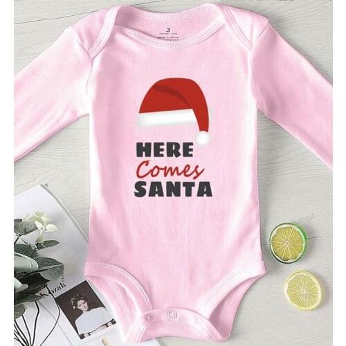 Bodysuit for Newborns Here Comes Santa Printing Kids' Things Baby Clothes Boy Girls Infant Christmas Costume Kid Outfits