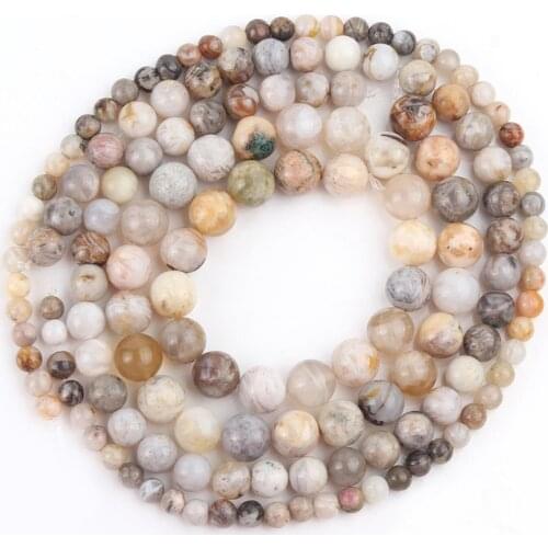 Bamboo leaf Agates Onyx Natural Stone Beads Round Loose Spacer Beads For Jewelry Making DIY Bracelet Necklace 15"Inches 6 8 10mm