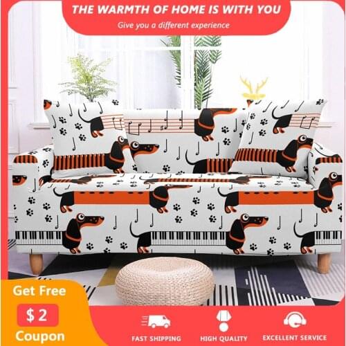 2021 3D Print Sofa Covers Cute Dog Printed Sofa Covers for Living Room 1/2/3/4 Seater Armrest Couch Cover Wholesale funda cover