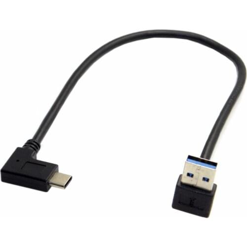 CYDZ CY 90 Degree Up Angled A type Male to Reversible USB 3.0 3.1 Type C Male Connector Data Cable for Laptop & Tablet