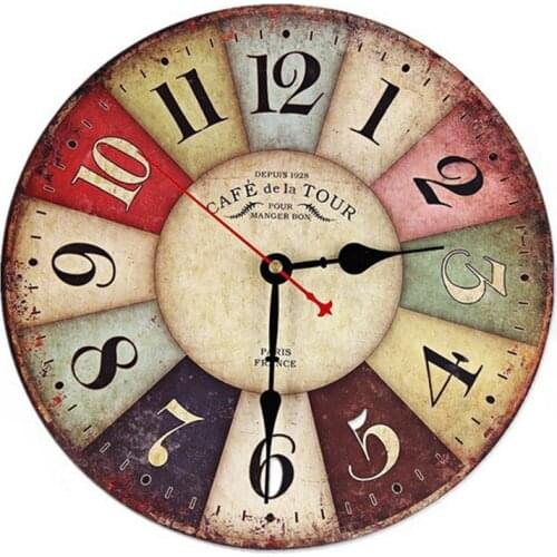 Wooden Wall Clock Modern Design Vintage Rustic Retro Clock Home Office Cafe Decoration Art Large Wall Watch