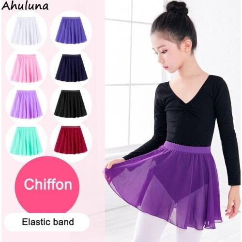 Children Girls Dance Skirt Ballet Practice Chiffon Elastic Band Performance Apron Half-Length Dress D01601