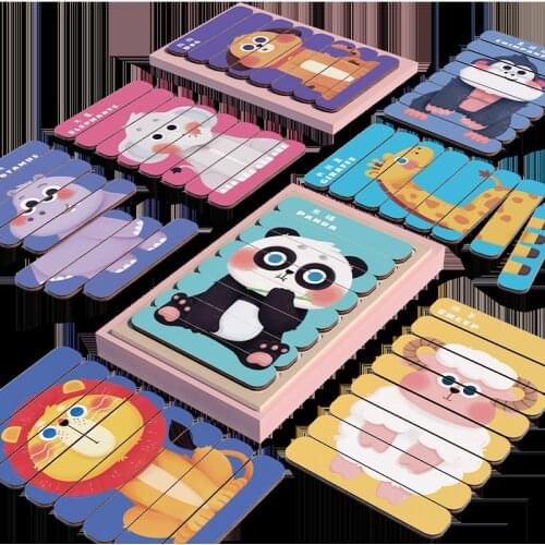 Children Doubled-sides Story Puzzles Animal Matching Puzzle Early Educational Creative Bar Toys
