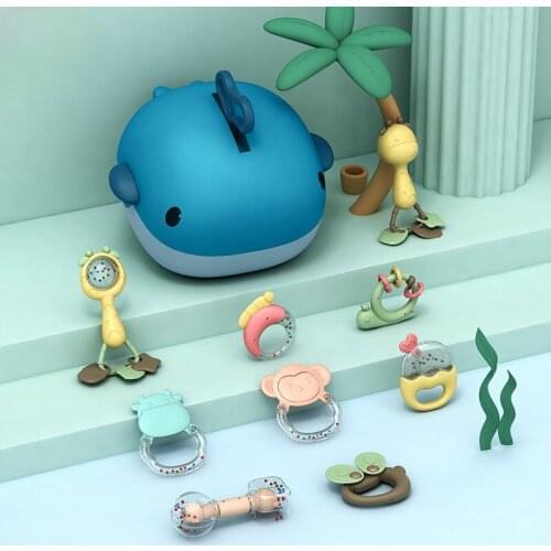 Baby Rattles with Storage Box Toddler Educational Toys Bebe Soft Music Rubber Teether Baby Montessori Toys for Newborn Xmas Gift