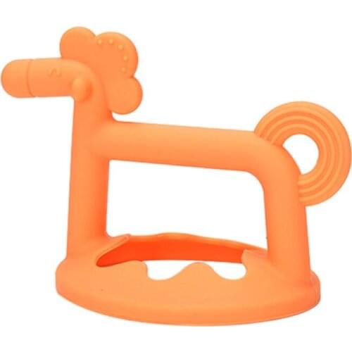 Newborn Teething Molar Baby Silicone Teether Cute 3D Horse Shape Chewable Toy 425F