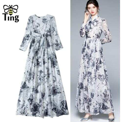 Tingfly Vintage Elegant Chiffon Maxi Long Party Dress with Sashes Retro Floral Print Langa A Line Dresses Aesthetic Clothes Traf