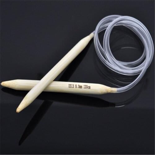 DoreenBeads Bamboo Circular Knitting Needles Transparent Tube Crochet Hooks DIY Crafts Sewing Embroidery Tools 120cm Long,1Pair