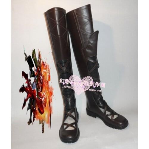 Final Fantasy 14 Summoner Black Long Halloween Cosplay Shoes Boots H016