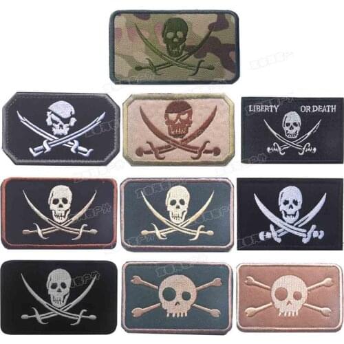 Jolly Rogers Pirate Skull USA Navy Embroidery Patches Badges Emblem military Army cm Accessory Hook and Loop Tactical