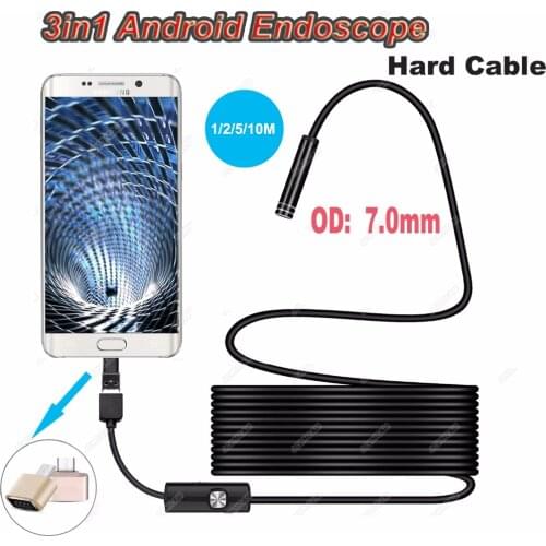 7mm Hard Cable Android Type-c USB Endoscope Camera Type C Endoscope Inspection Camera PC Android Phone Endoscope Pipe Cameras