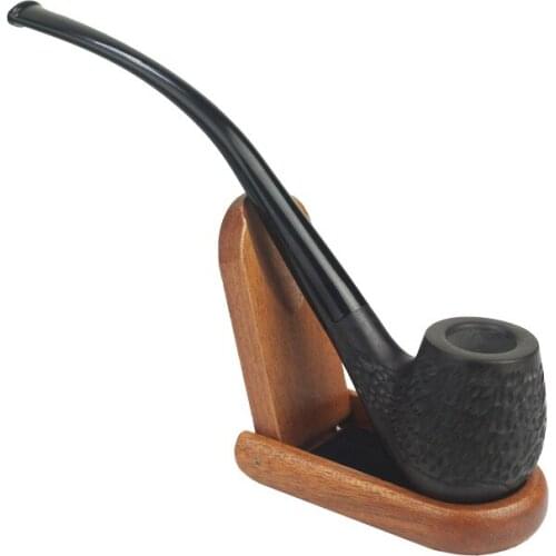 Classic Wood Color Tobacco Pipe Acrylic Smoking Pipe Bent Cigarette Cigar Tube for Smoking Cigaret Filter Good for Mens Gift