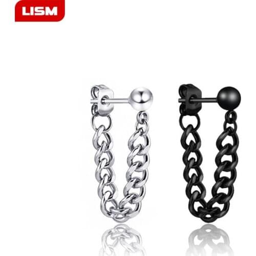 Korean Men Women Punk Earring Titanium steel chain eardrop pendant ear jewelry simple Stainless Steel Personality Earring