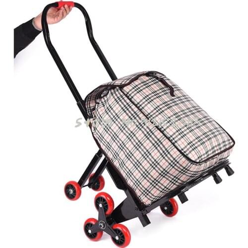 Grocery Shopping Cart, Small Pull Cart, Foldable, Stair Climbing, Portable, Portable, Household Large-capacity Load-carrying Eld