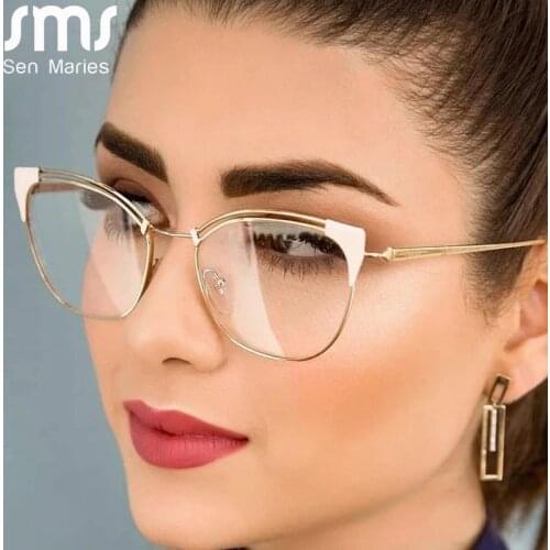 Cat Eye Simple Metal Glasses Frames Men Women Optical Fashion Computer Glasses Prescription Eyeglasses Vintage