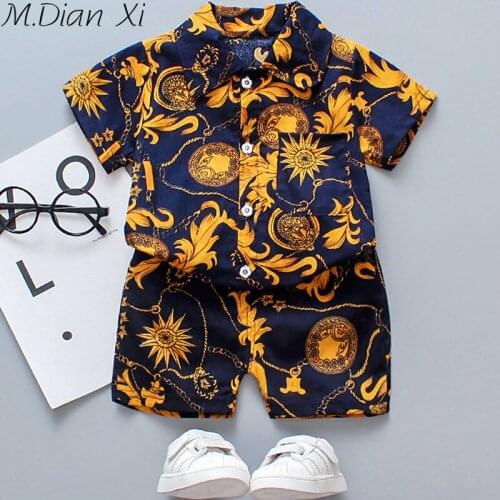 Summer Baby Boys Clothing Sets Short Sleeve Sun Flower Print Tops T-shirt+Shorts Children Outfits Sets Kids Clothing Sets 0-4Y