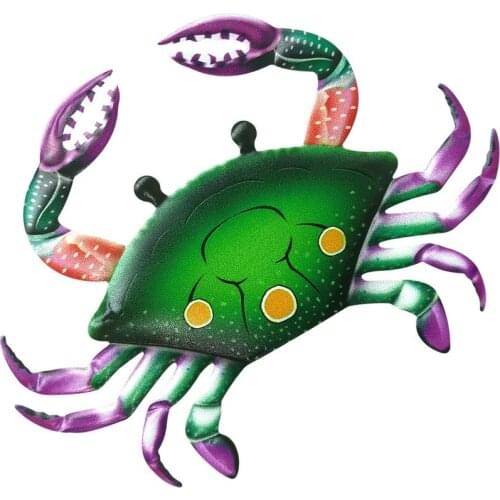 Metal Crab Wall Artwork for Home and Garden Decoration Iron Statues Miniatures Decoration Outdoor Sculptures Colorful Gift