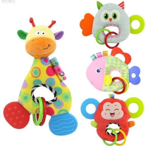 Lovely Plush Stuffed Animal Baby Rattle Hand Bell Toys Owl Fish Animals Plush Baby Infant Rattle Kids Early Educational Toy Gift