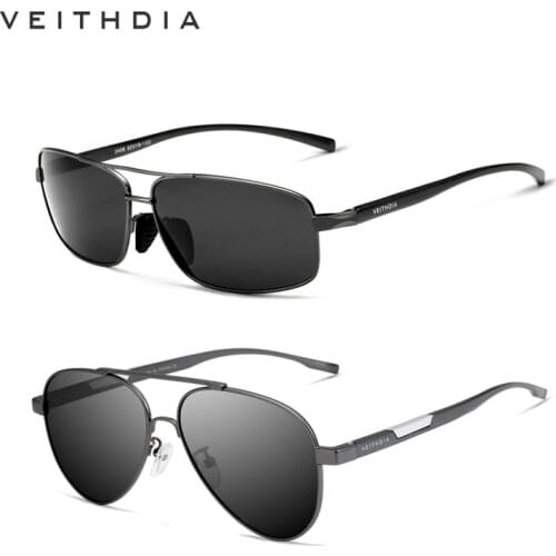 2PCS VEITHDIA Men Vintage Aluminum Polarized Sunglasses Classic Brand Sun glasses Photochromic Lens Driving Shades For Men