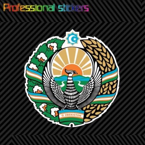 Uzbek Emblem Sticker Decal Self Adhesive Vinyl Uzbekistan Flag UZB UZ Stickers for Car, RV, Laptops, Motorcycles