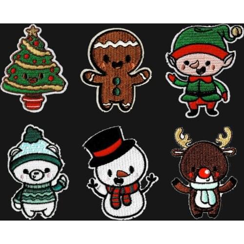 Iron On Snowman Patches Christmas Elk Snowflake Embroidered Cloth Sweater Shoe Bag Christmas Doll Decoration Sticker DIY Patch