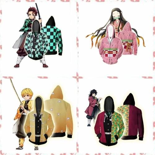 New Demon Slayer Kimetsu no Yaiba hooded Sweatshirt 3D Printed Hoodies Men Casual Tanjirou Nezuko Sweatshirt Jacket